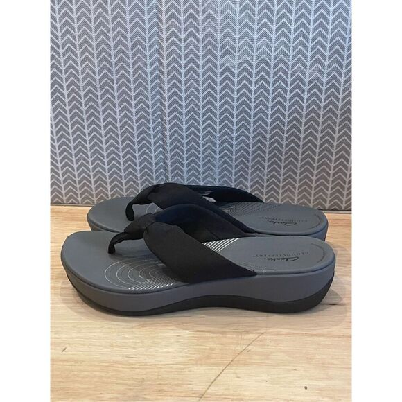 Clarks Cloudsteppers Cushioned Flip Flops Women's 9 Gray Black Arla Kaylie Shoe - Picture 6 of 8